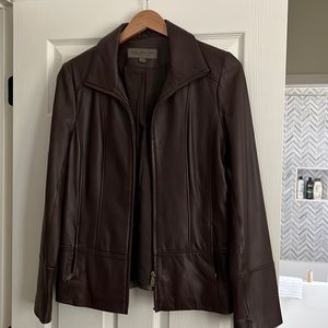 Beautiful chocolate brown leather jacket
